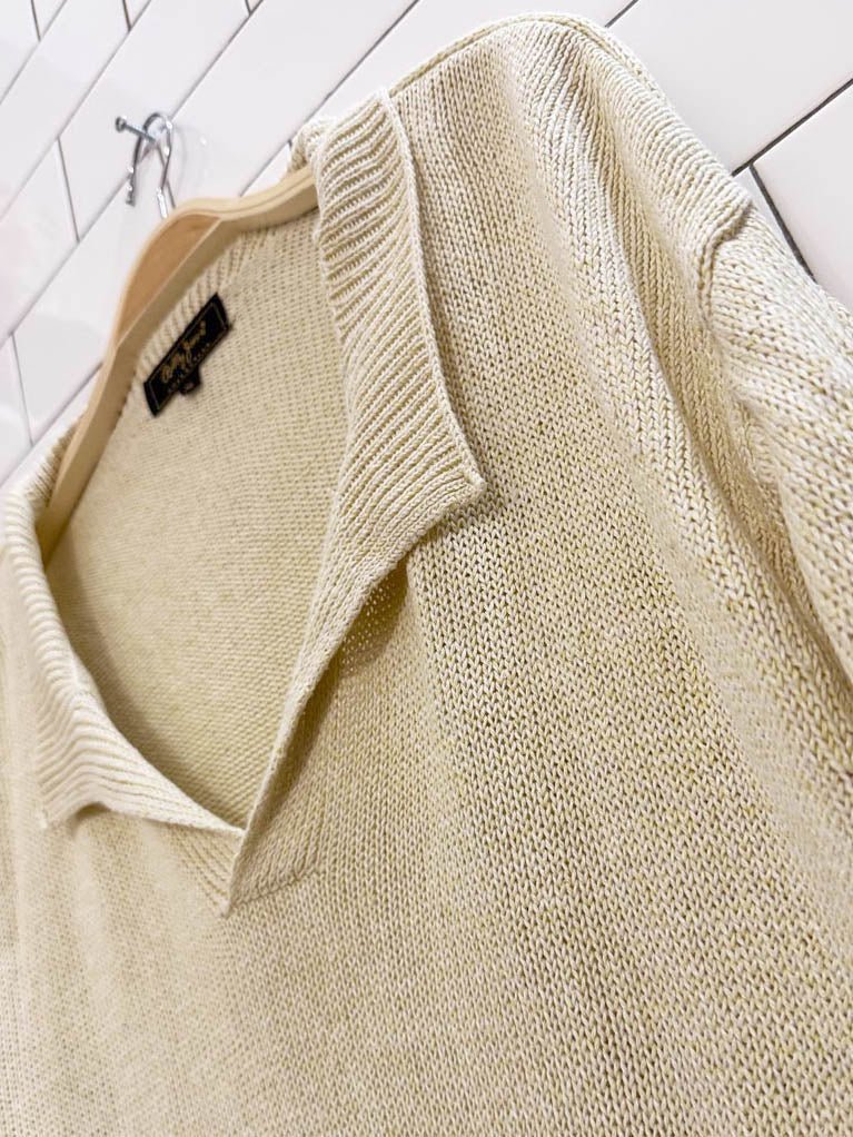 vintage bobby jones linen - silk collared slub knit sweater - good market thrift store
