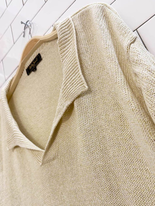 vintage bobby jones linen - silk collared slub knit sweater - good market thrift store