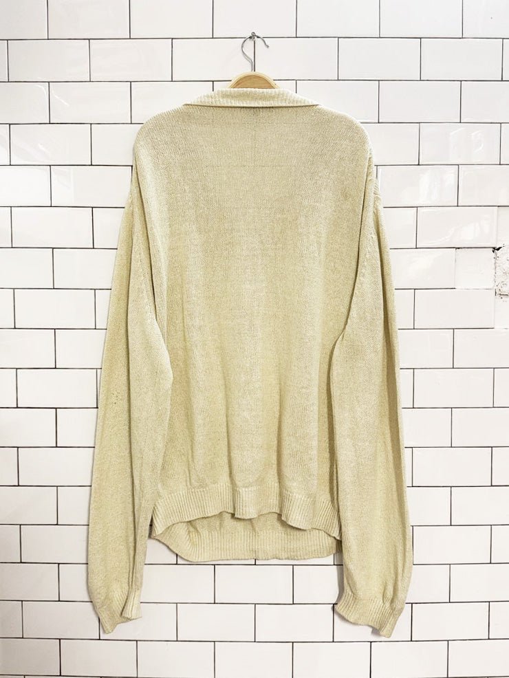 vintage bobby jones linen - silk collared slub knit sweater - good market thrift store