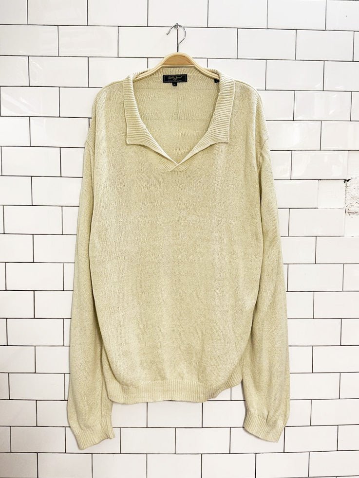 vintage bobby jones linen - silk collared slub knit sweater - good market thrift store