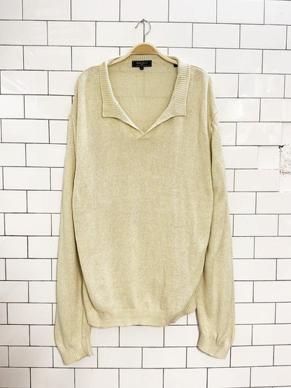 vintage bobby jones linen - silk collared slub knit sweater - good market thrift store