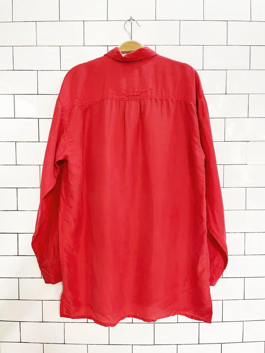 vintage bogari 100% silk full button blouse - good market thrift store
