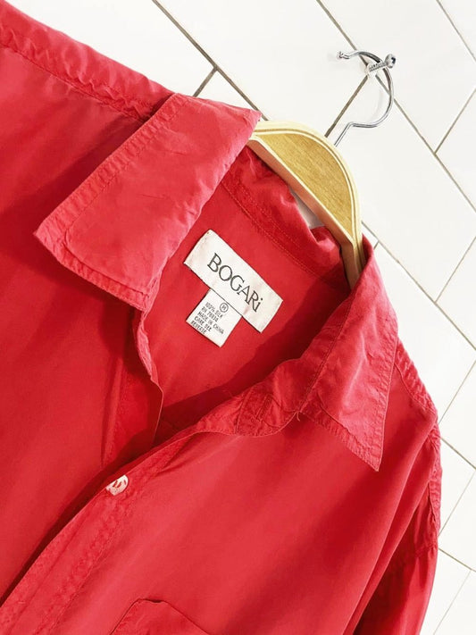 vintage bogari 100% silk full button blouse - good market thrift store