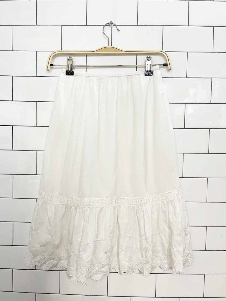 vintage boho bow lace hem midi slip skirt - good market thrift store