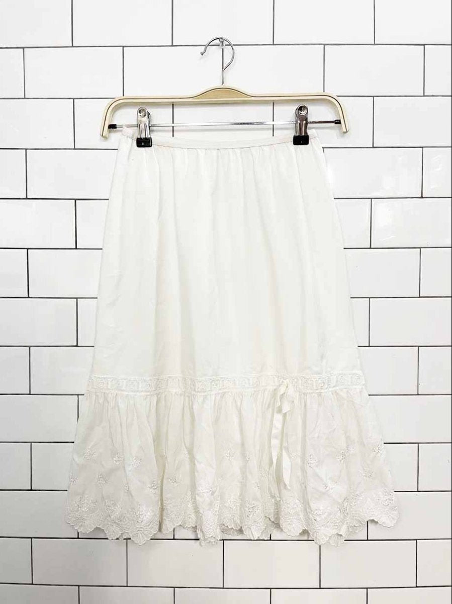vintage boho bow lace hem midi slip skirt - good market thrift store