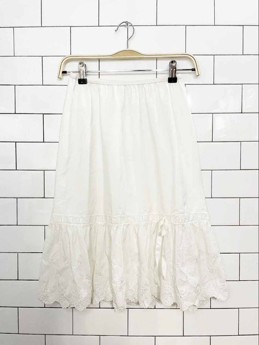 vintage boho bow lace hem midi slip skirt - good market thrift store