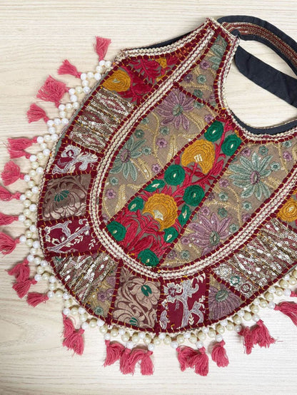 vintage boho embroidered beaded tassel shoulder bag - good market thrift store