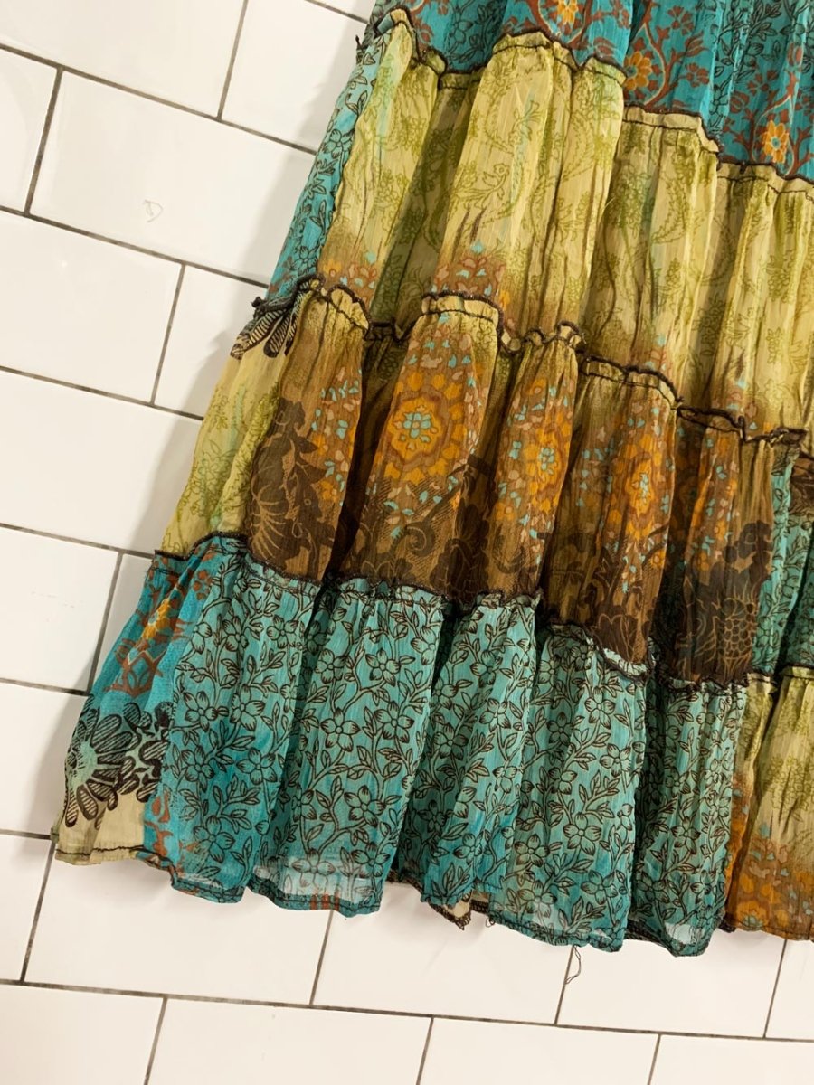vintage boho floral tiered midi skirt - good market thrift store