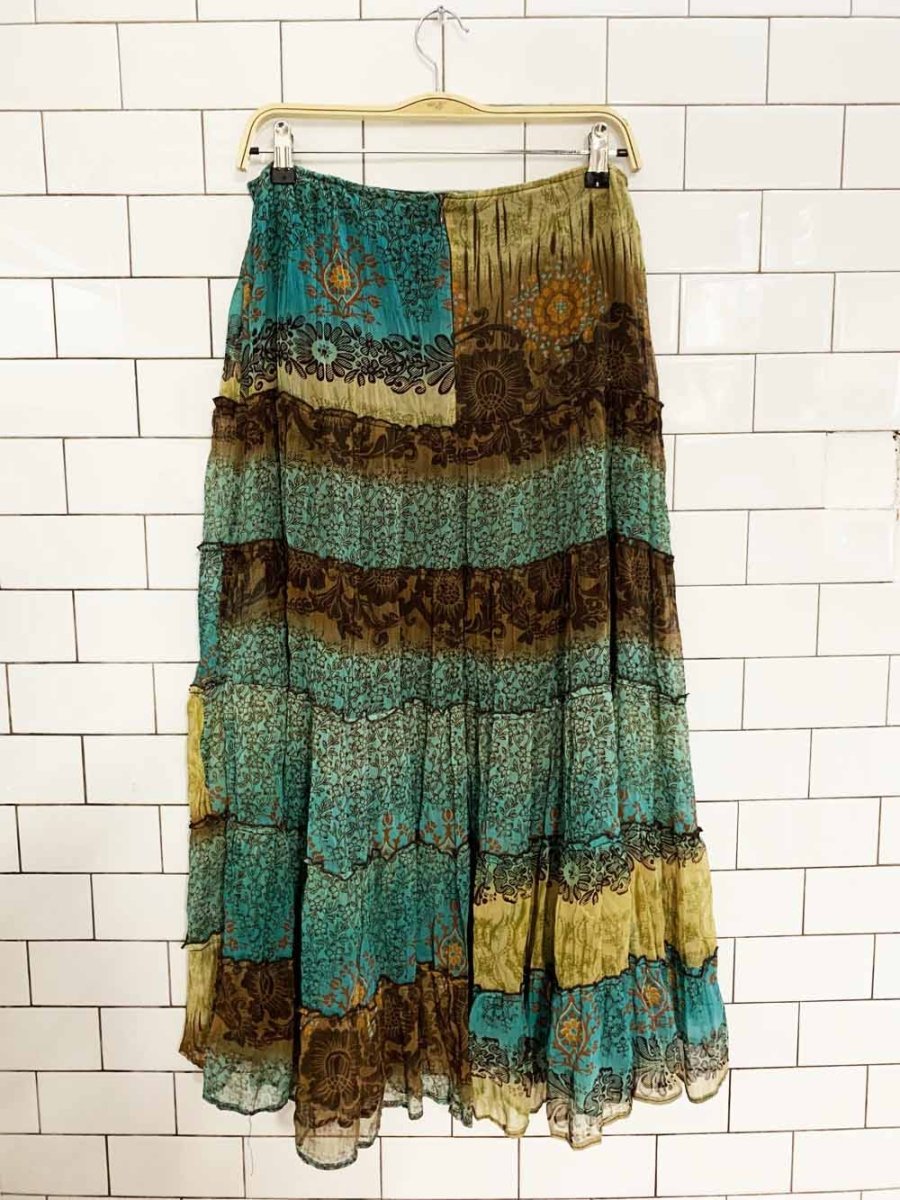 vintage boho floral tiered midi skirt - good market thrift store