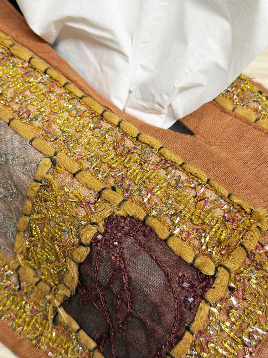 vintage boho hand embroidered & beaded tissue box cover - good market thrift store