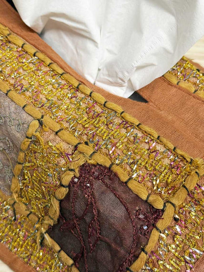 vintage boho hand embroidered & beaded tissue box cover - good market thrift store