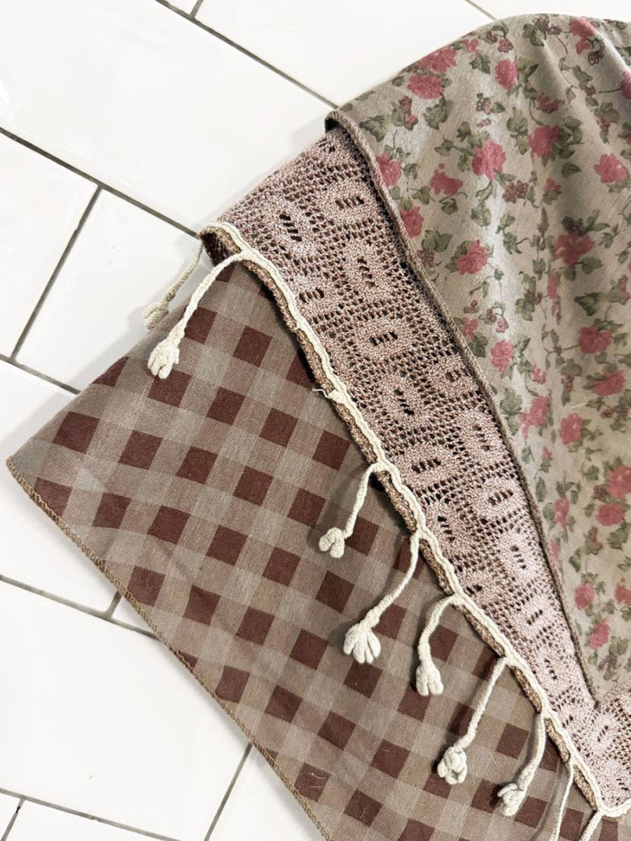 vintage boho layered front tie tassel shawl - good market thrift store