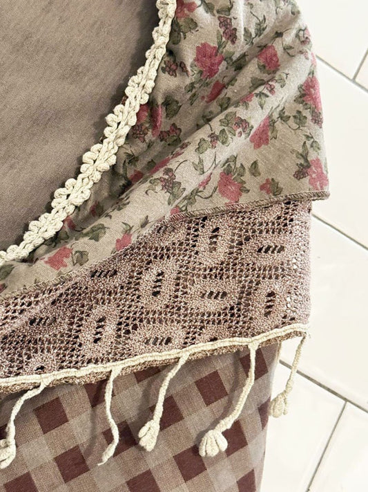 vintage boho layered front tie tassel shawl - good market thrift store