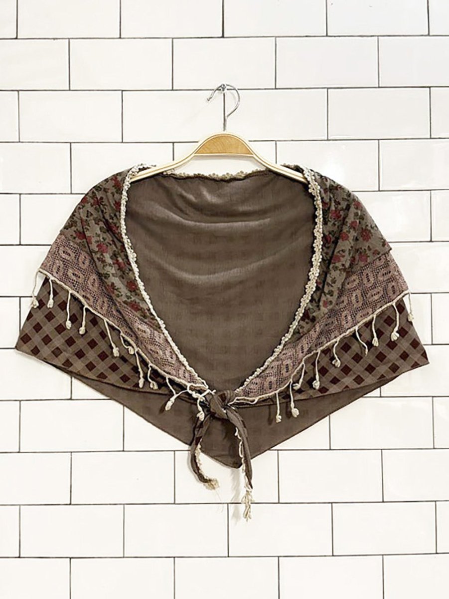 vintage boho layered front tie tassel shawl - good market thrift store