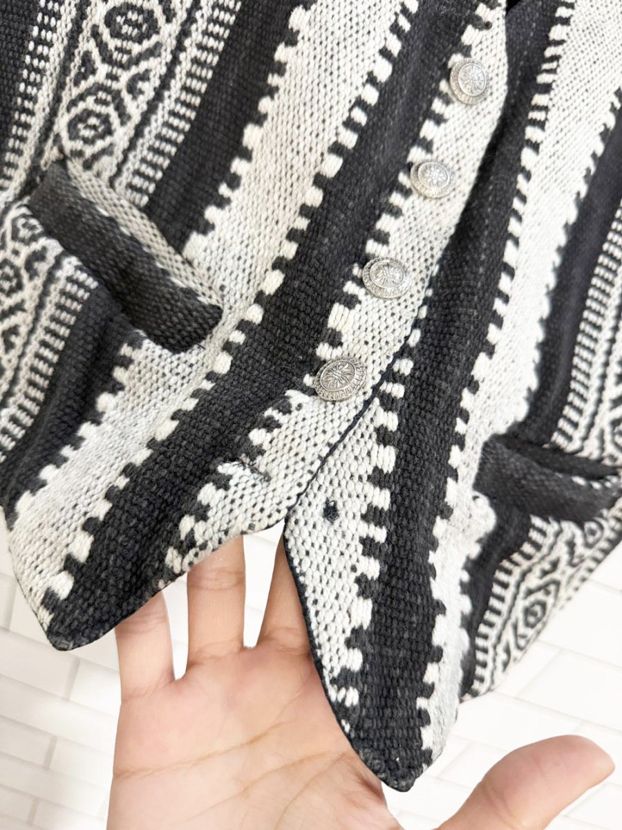 vintage boho woven full button vest - good market thrift store