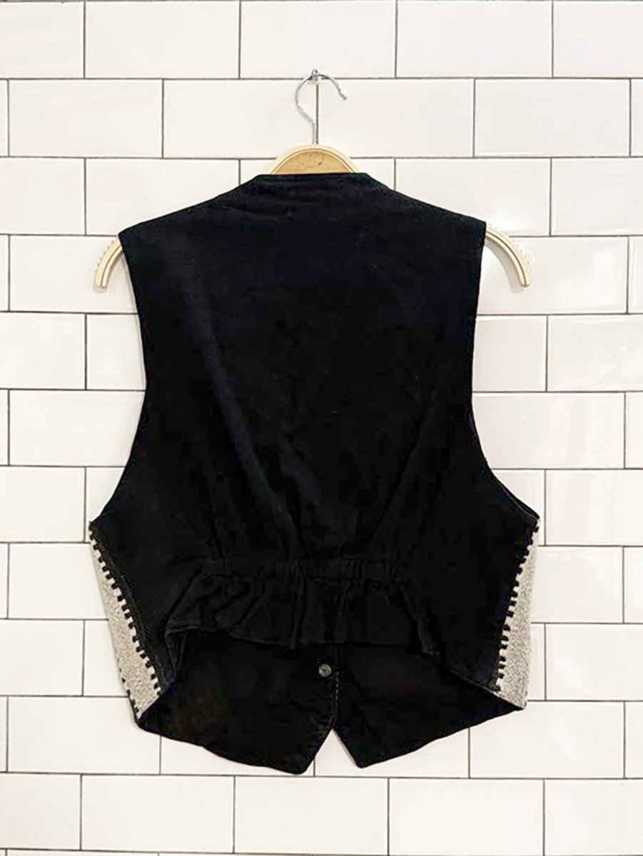 vintage boho woven full button vest - good market thrift store