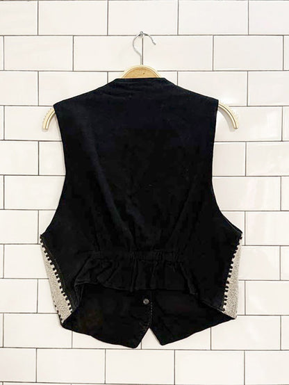 vintage boho woven full button vest - good market thrift store