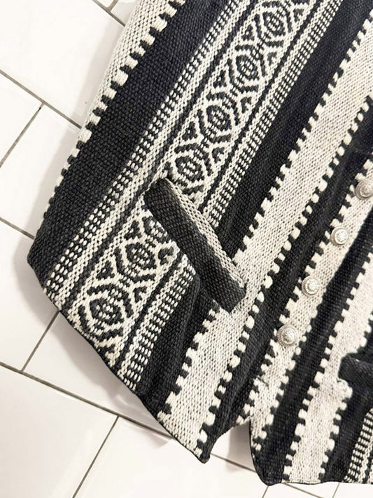 vintage boho woven full button vest - good market thrift store