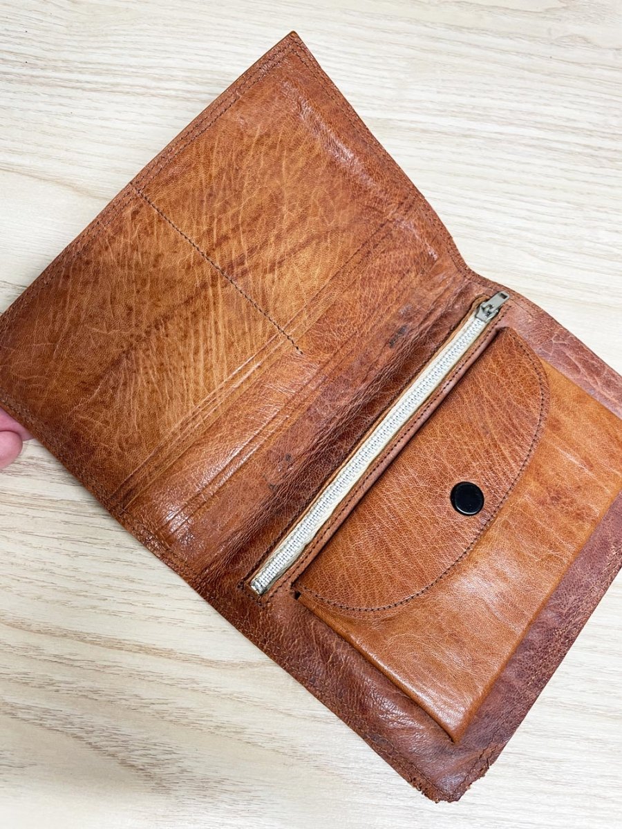 vintage boho woven leather passport holder - good market thrift store