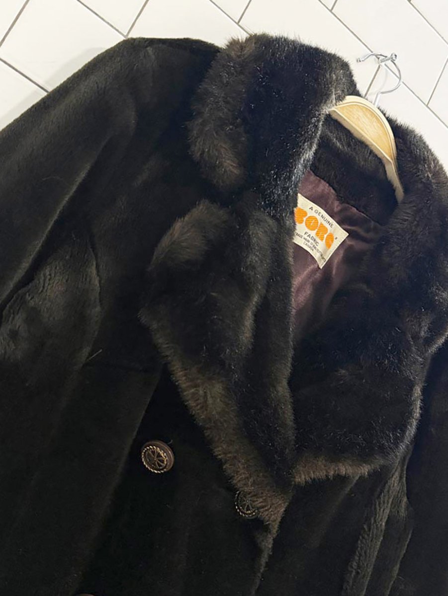 vintage borg plush double breasted teddy coat | made in Canada - good market thrift store
