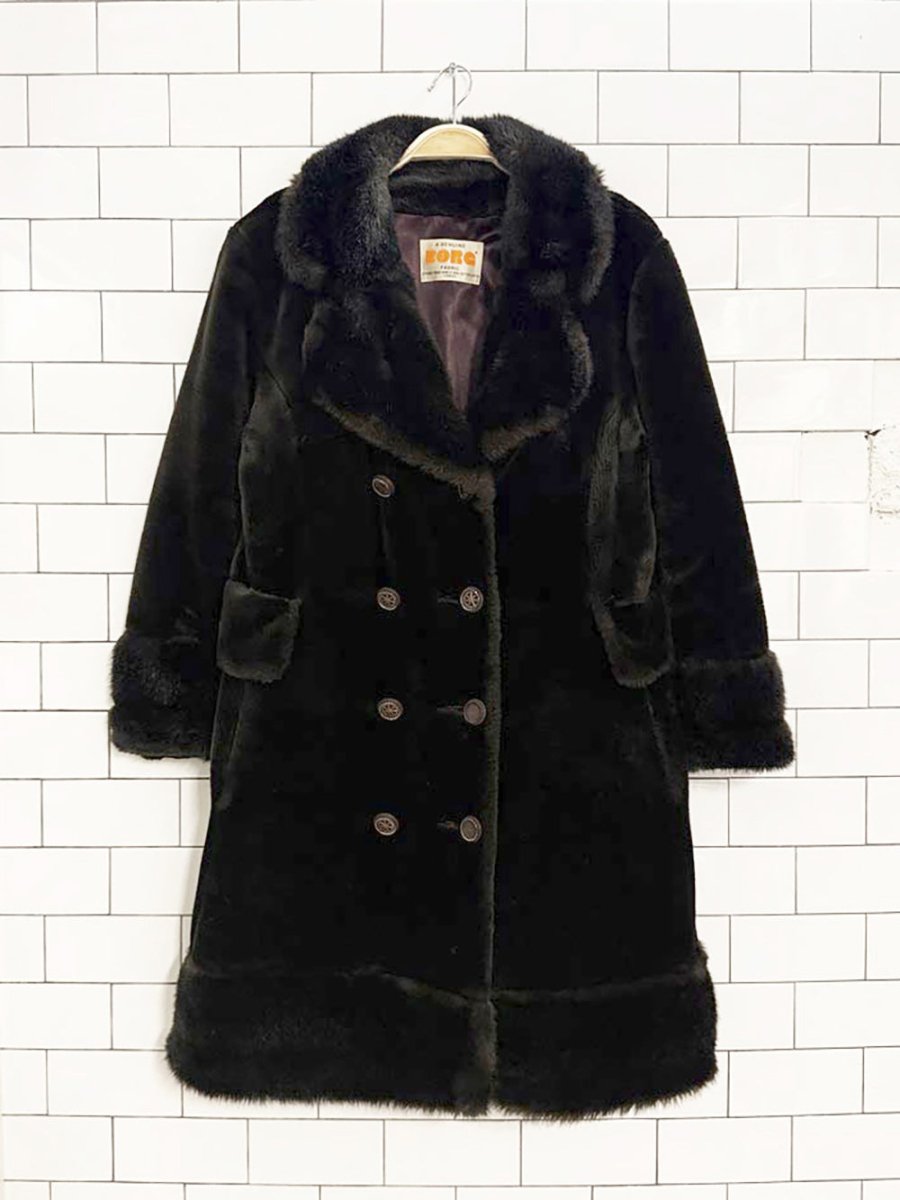 vintage borg plush double breasted teddy coat | made in Canada - good market thrift store