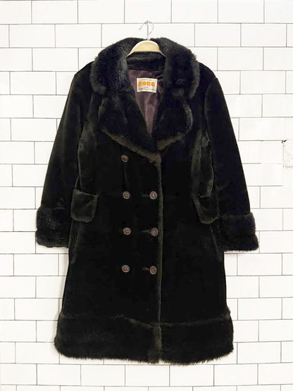 vintage borg plush double breasted teddy coat | made in Canada - good market thrift store