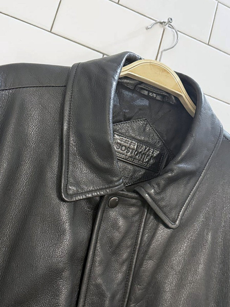 vintage bostanian leather full zip drawstring waist jacket | moores - good market thrift store