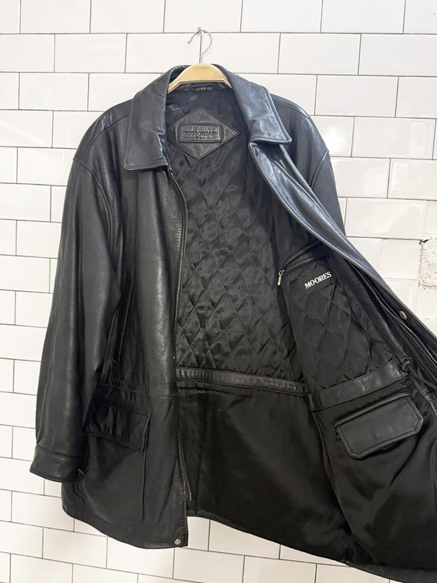 vintage bostanian leather full zip drawstring waist jacket | moores - good market thrift store