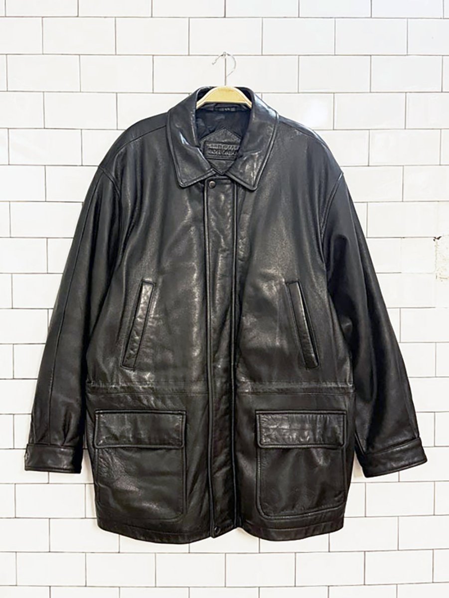 vintage bostanian leather full zip drawstring waist jacket | moores - good market thrift store