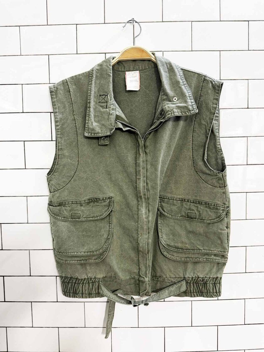 vintage boxy cotton utility zip vest - good market thrift store