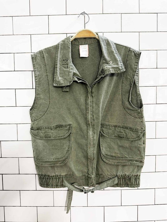 vintage boxy cotton utility zip vest - good market thrift store