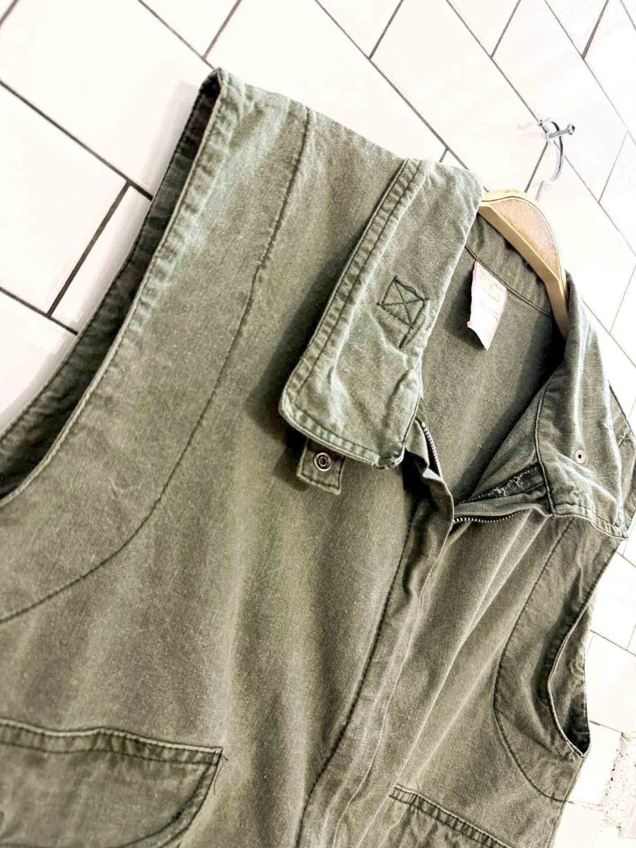 vintage boxy cotton utility zip vest - good market thrift store