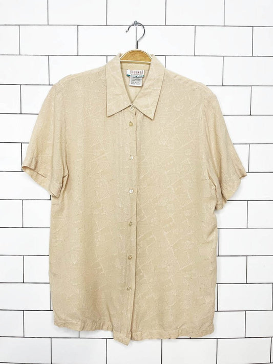vintage braemar 100% silk textured full button blouse - good market thrift store