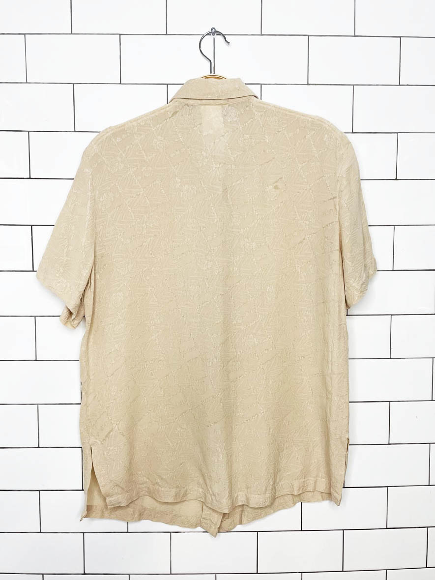 vintage braemar 100% silk textured full button blouse - good market thrift store