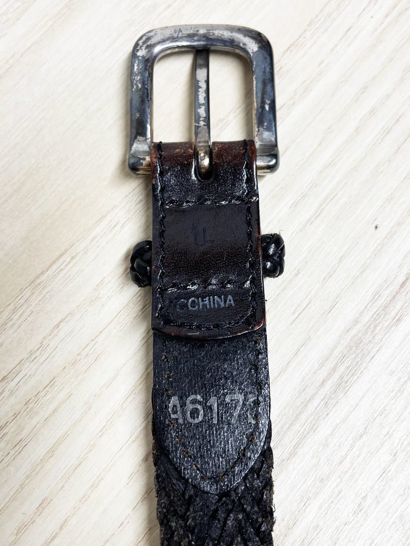 vintage braided leather silver floral studded western belt - good market thrift store