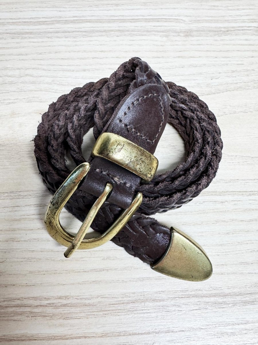 vintage braided leather tipped end belt - good market thrift store