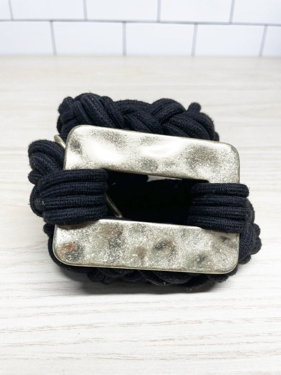vintage braided rope + buckle waist belt - good market thrift store