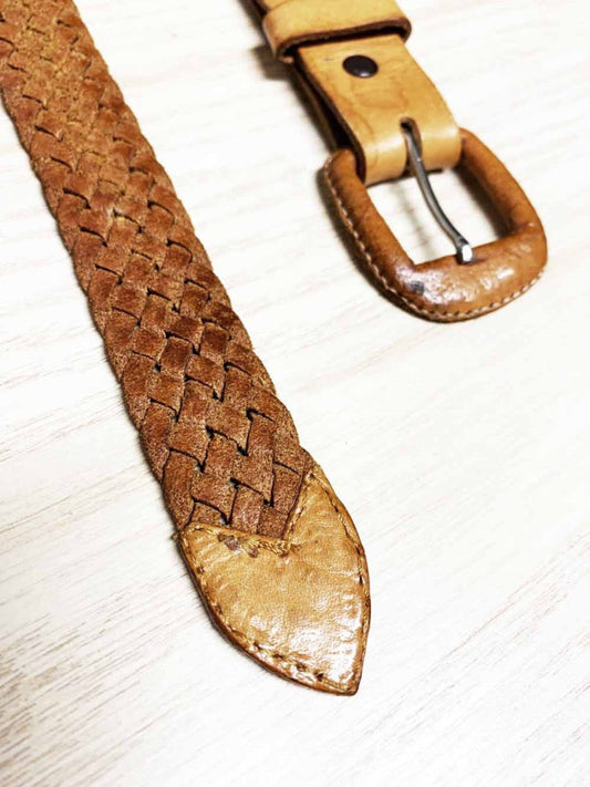 vintage braided soft leather belt - good market thrift store