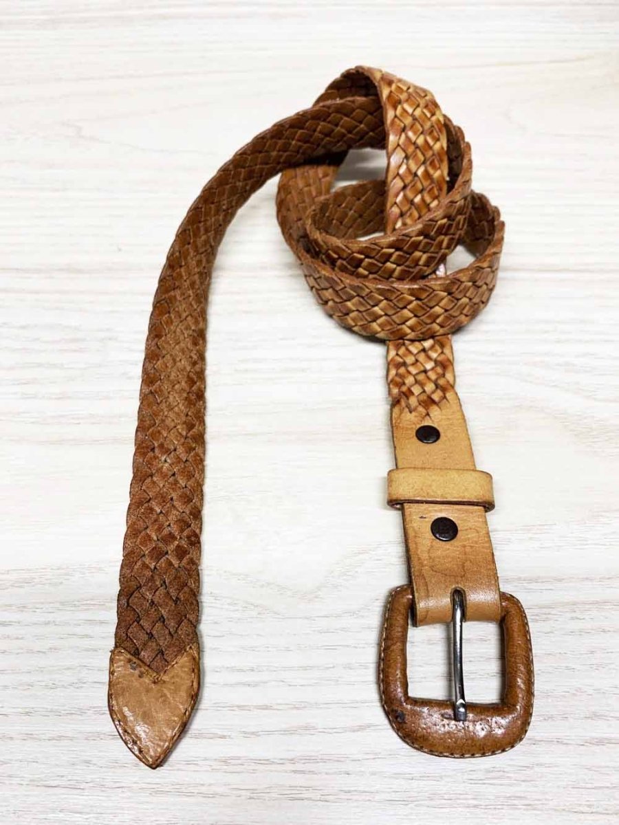 vintage braided soft leather belt - good market thrift store