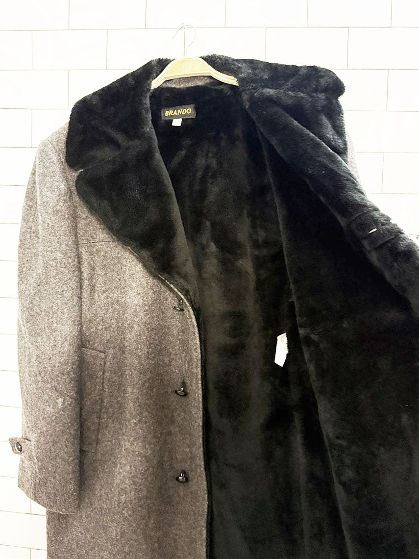 vintage brando wool - blend sherpa collar + lined coat | made in Canada - good market thrift store