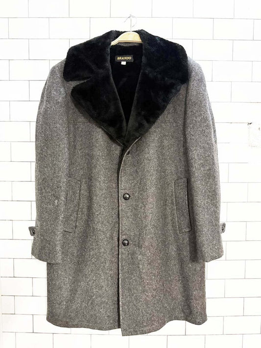 vintage brando wool - blend sherpa collar + lined coat | made in Canada - good market thrift store