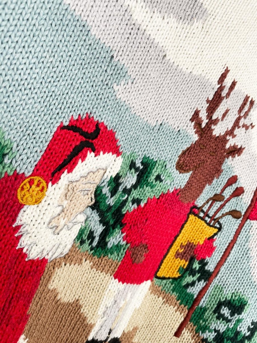 vintage bronte hand - knit santa golfs heavy knit sweater | saks - good market thrift store