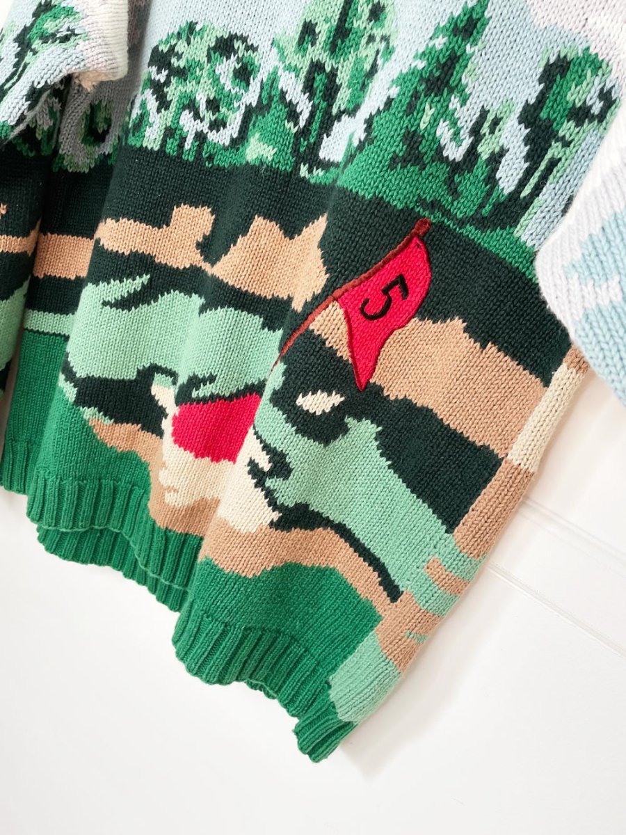 vintage bronte hand - knit santa golfs heavy knit sweater | saks - good market thrift store