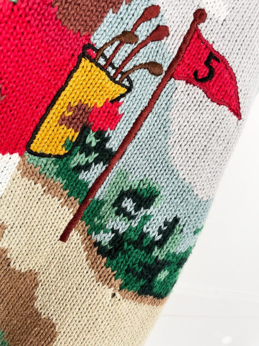 vintage bronte hand - knit santa golfs heavy knit sweater | saks - good market thrift store