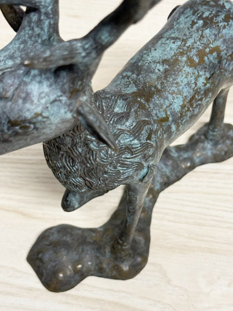 vintage bronze mid century modern standing deer sculpture - good market thrift store