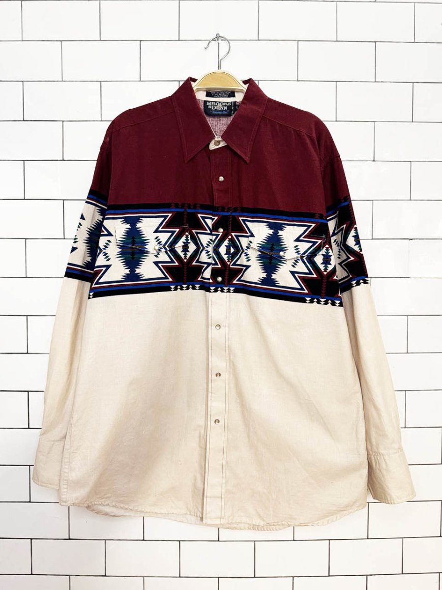 vintage brooks & dunn southwestern snap button shirt | panhandle slim - good market thrift store