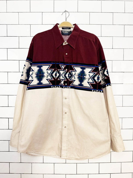 vintage brooks & dunn southwestern snap button shirt | panhandle slim - good market thrift store