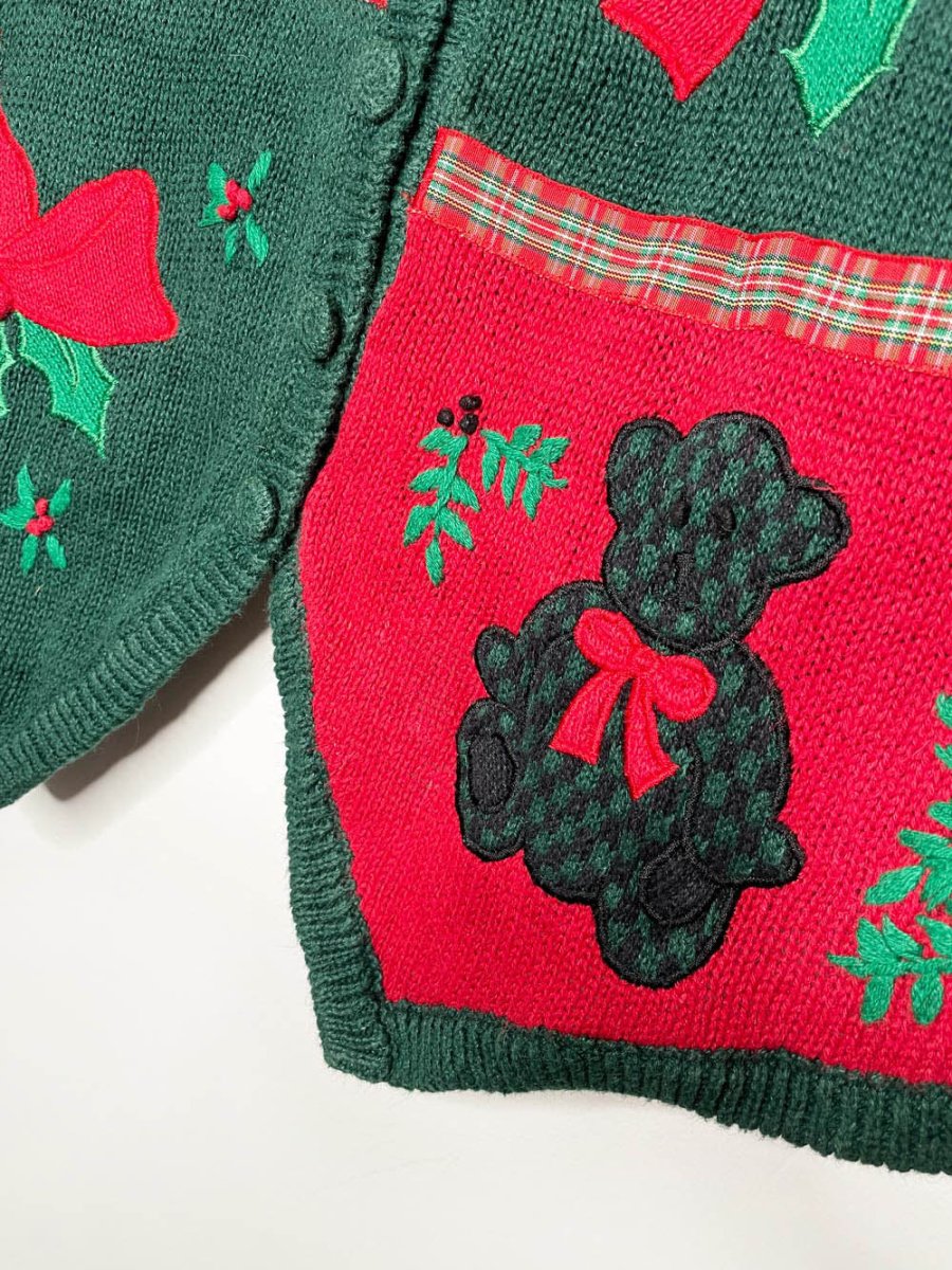 vintage bryn connelly holiday bears + bows knit vest - good market thrift store