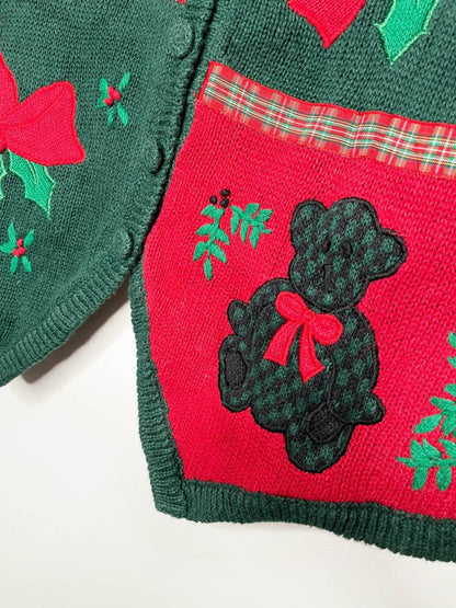 vintage bryn connelly holiday bears + bows knit vest - good market thrift store