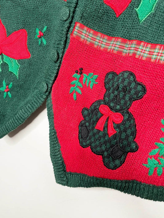 vintage bryn connelly holiday bears + bows knit vest - good market thrift store
